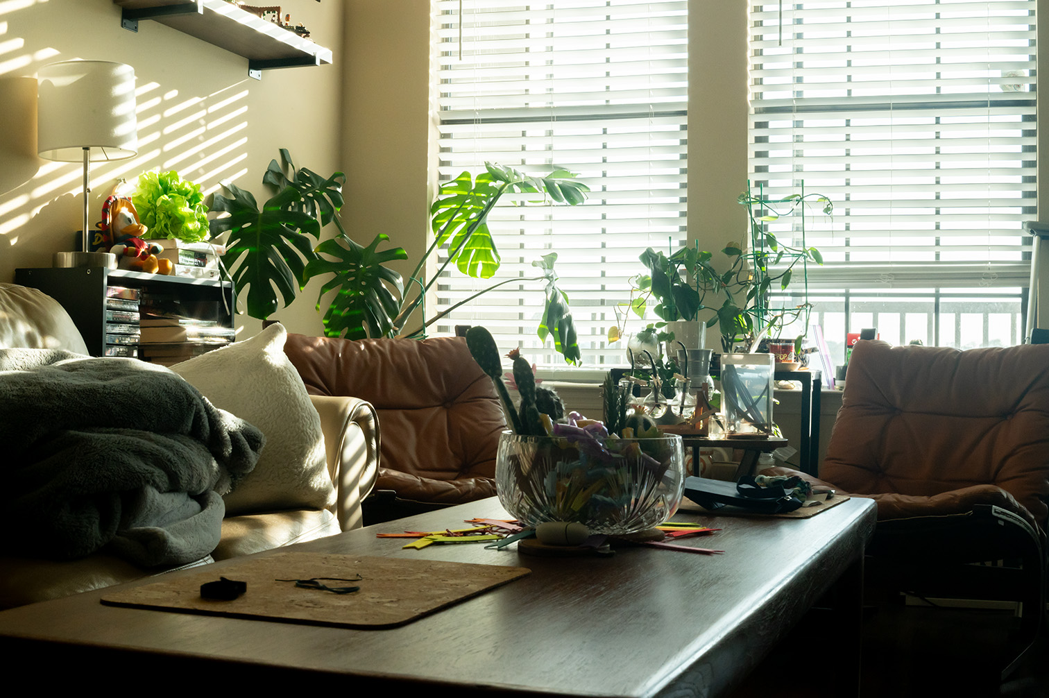 A screenshot of a dimly lit room with bright windows captured with a modern DSLR